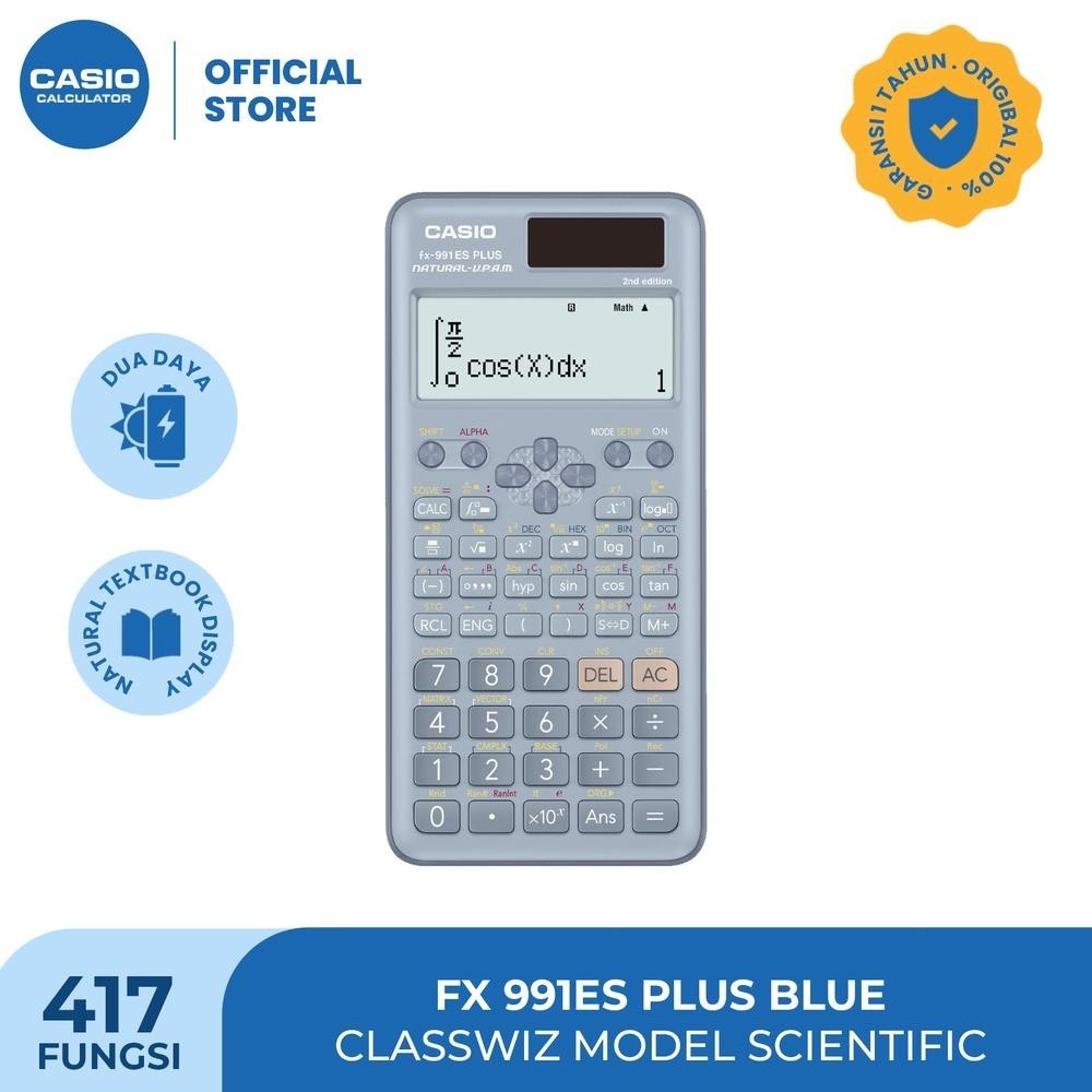 

promooo baru casio fx-991es plus2 - blue - kalkulator sekolah/kuliah - scientific/saintifik - 417 fungsi