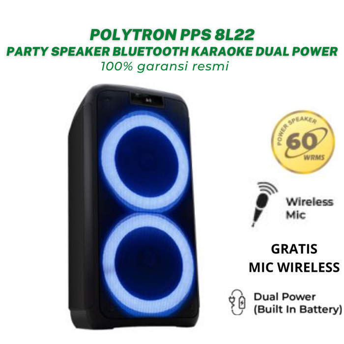 Speaker Portable Polytron Pps 8L22 Party Speaker Bluetooth Karaoke