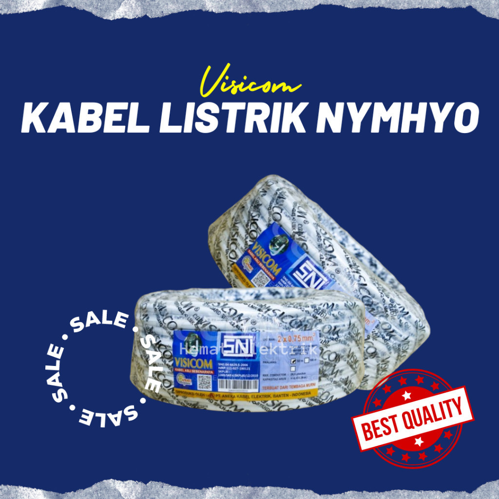 Kabel Listrik Tembaga Serabut 2 x 2.5 mm SNI NYM HYO @meter Meteran Ecer Visicom