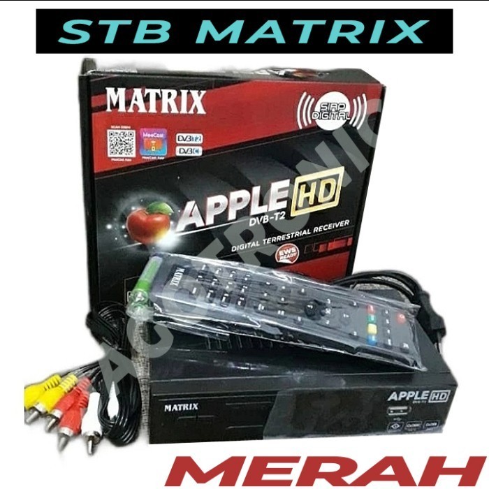 Set Top Box(Stb) Matrix Dvbt-2 Stb Antena Tv Digital Wifi Merah