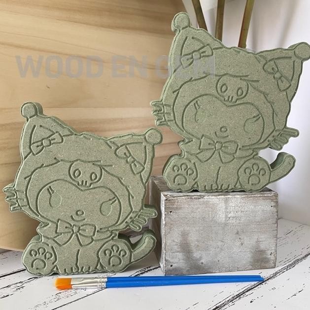 

aq-54 DIY Wood Character Painting Mewarnai Melukis Kayu Karakter Kuromi Cat | Woodengem | 15 cm Terlaris