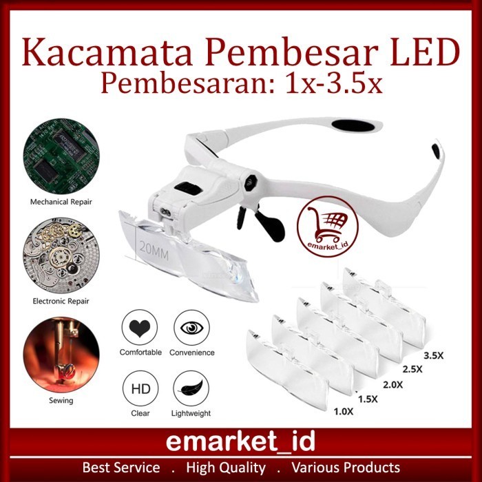 

Terlaris Kacamata Pembesar LED 1x-3.5x AG36 / Lampu Reparasi Servis Service SALE