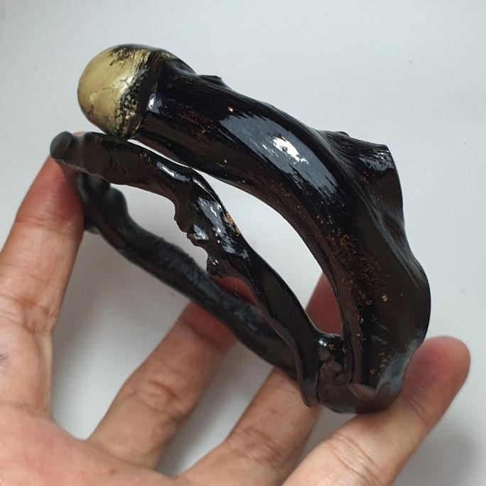 Gelang Akar Bahar Hitam Bonggol Lentur Size Kantoran 100% Asli Hits