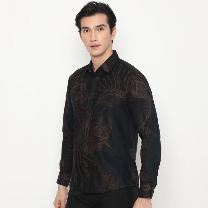 Big Sale Enzy Batik Kemeja Batik Pria Slimfit Senapati - Black Pengiriman Cepat