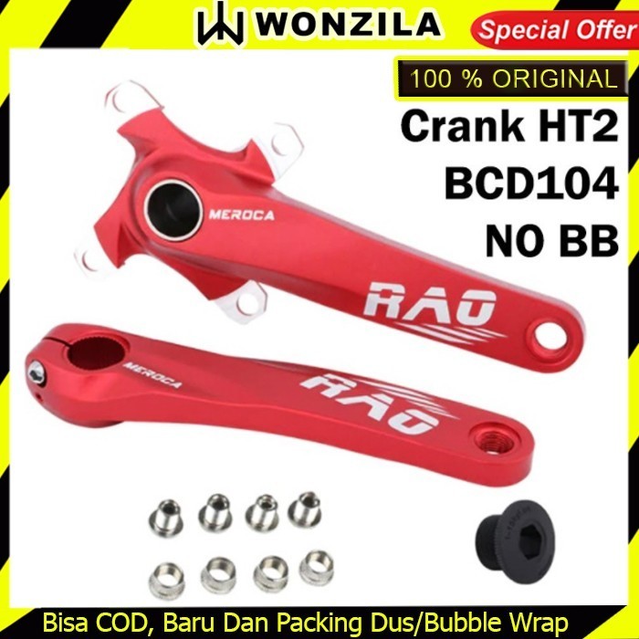 MEROCA RAO CRANKSET TANPA BB HT2 CRANK SET HOLLOWTECH BCD 104 MERAH