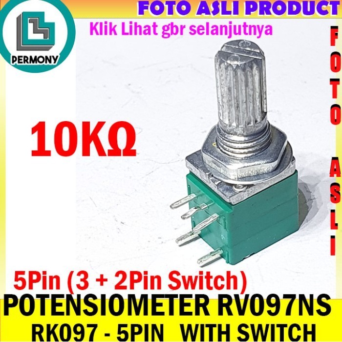 potensio 5pin rv097ns potensiometer rk097 mono switch Saklar 5 pin