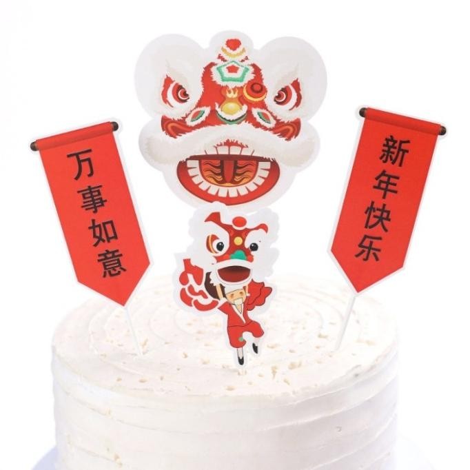 OLH - Cake Topper Naga Tusuk Kue Kertas Imlek Barongsai Dekor Hiasan Cake TERLARIS
