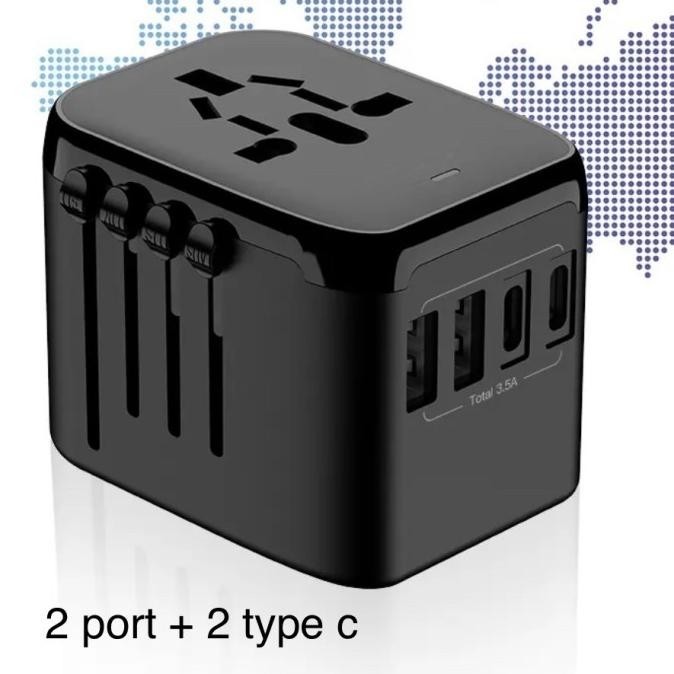 Charger Travel Universal Travel Adaptor 3 Port Usb + 1 Type C