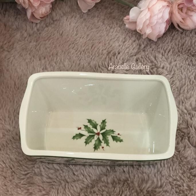 

Lenox Holiday Carved Mini Loaf Pan Ceramic Loyang keramik kecil kue TP