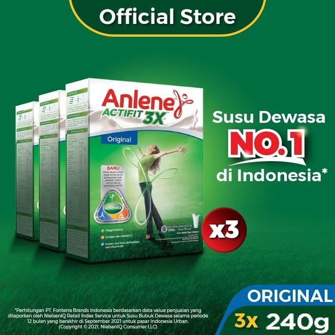 

Anlene Actifit 3X Susu Bubuk Original 3 x 240g-Tulang, Sendi & Otot