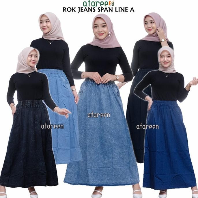 Rok Jeans Panjang Denim Rok Span Rok skrit Wanita Jumbo