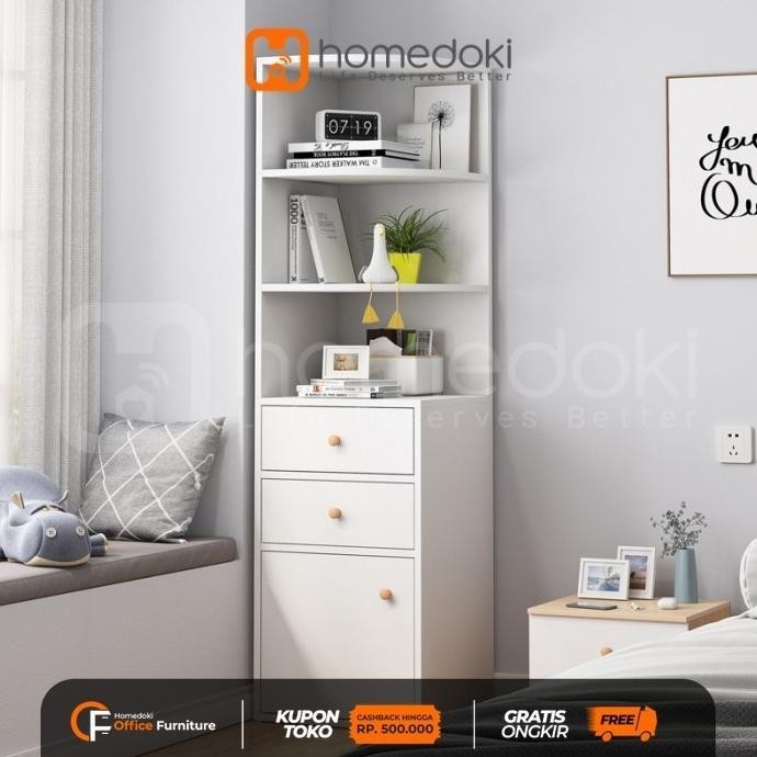Rak Sudut Besar/Rak Buku Multifungsi/Rak Minimalis Kayu Serbaguna