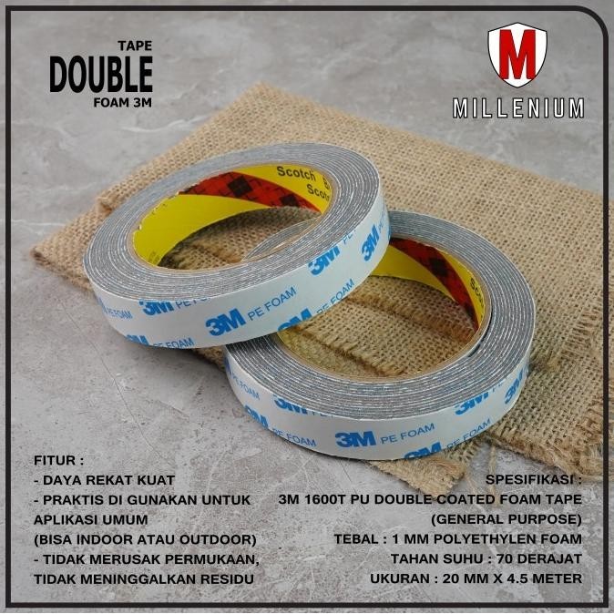 

Double Tape 3M Pe Foam / Perekat / Solasi Busa Bb 20Mm X 4,5Meter Asli