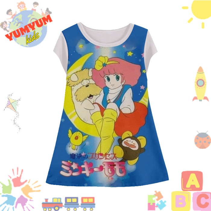 Dress Anak Perempuan Minky Momo v2 Tunik Anak Wanita Film Animasi Kartun Anime Minky Momo 3D Printin