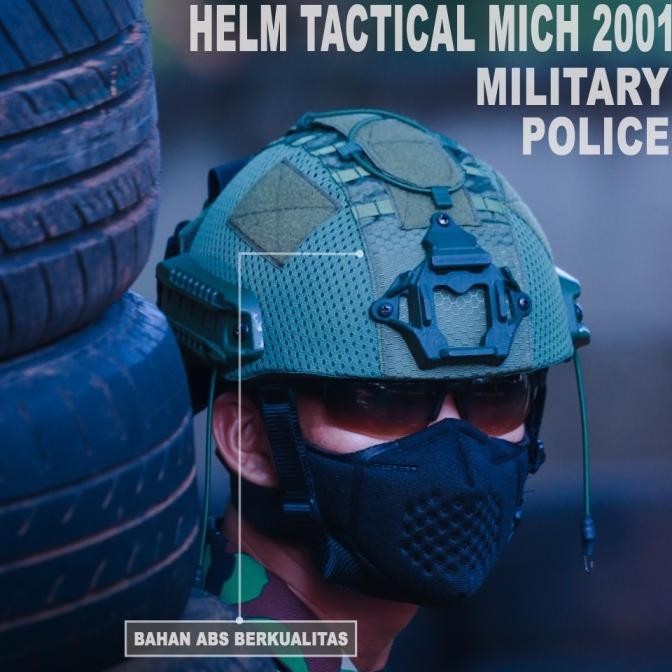 Helm Tactical Airsofgun Emerson Mich 2001 Plus Cover Hijau Army