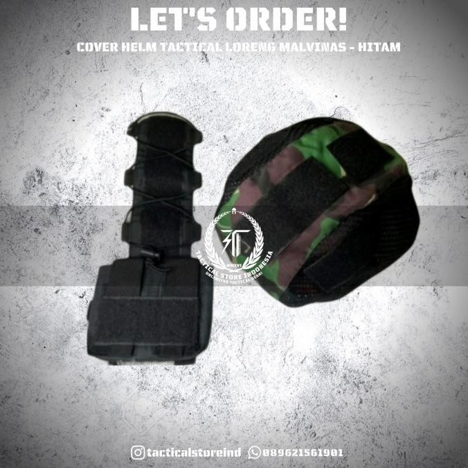Cover Helm Tactical Mesh + Pouch Battery - Tsi Series - Hitam Loreng