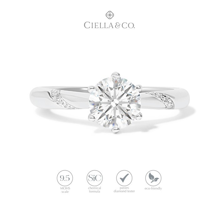 Cincin Tunangan Moissanite - Ciella&co. Lyra Solitaire Ring