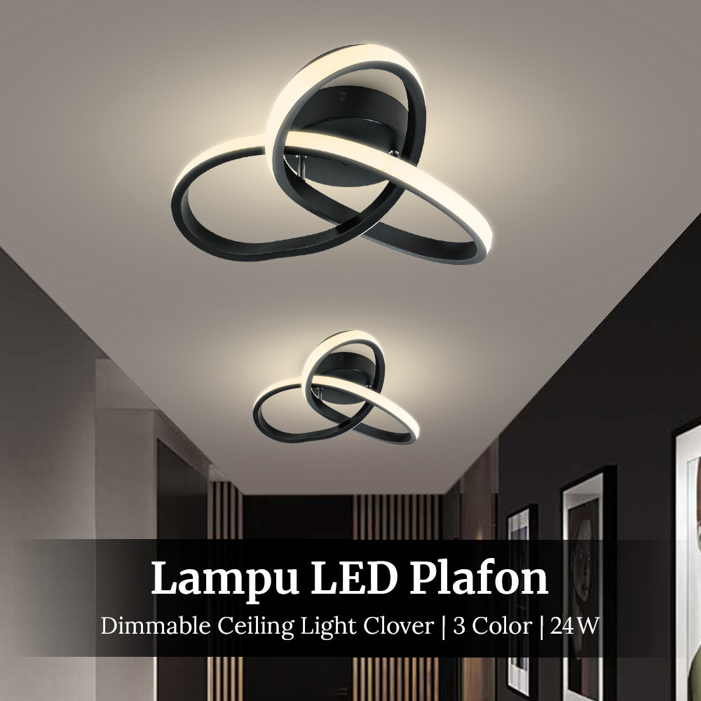 Lampu LED Plafon Dimmable Ceiling Light Clover 3 Color 24W - P36 - Black
