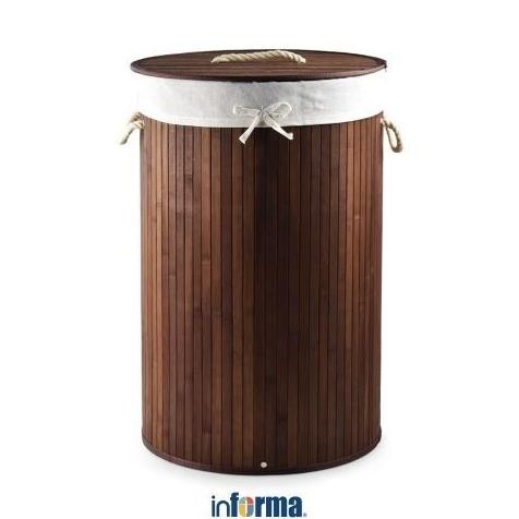 INFORMA - KERANJANG PAKAIAN BULAT-LAUNDRY BASKET ROUND BAMBOO DARK BRN
