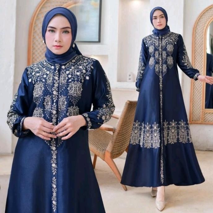 Gamis Lebaran 2024 Cristal Silk Premium Motif Bordir Pintu Aceh 2