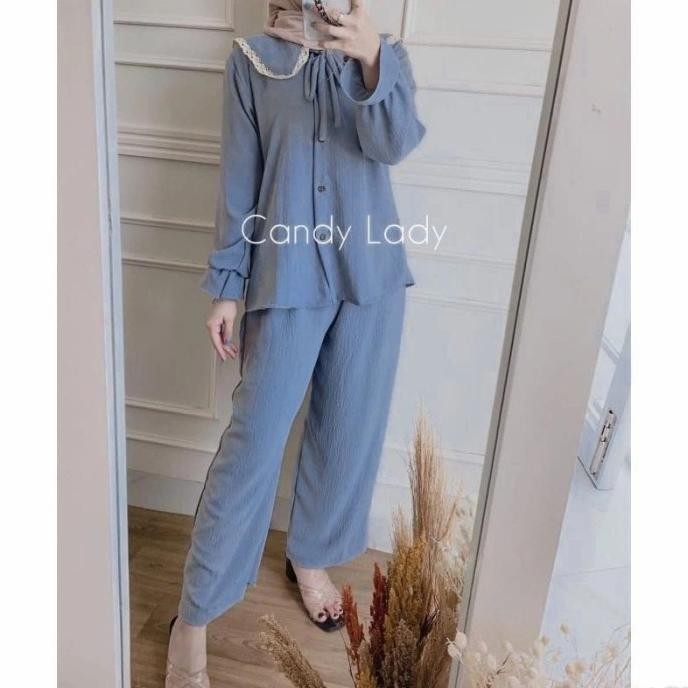 Baju Kemeja Rayon Crinkle Premium/One Set/Kemeja Crinkle