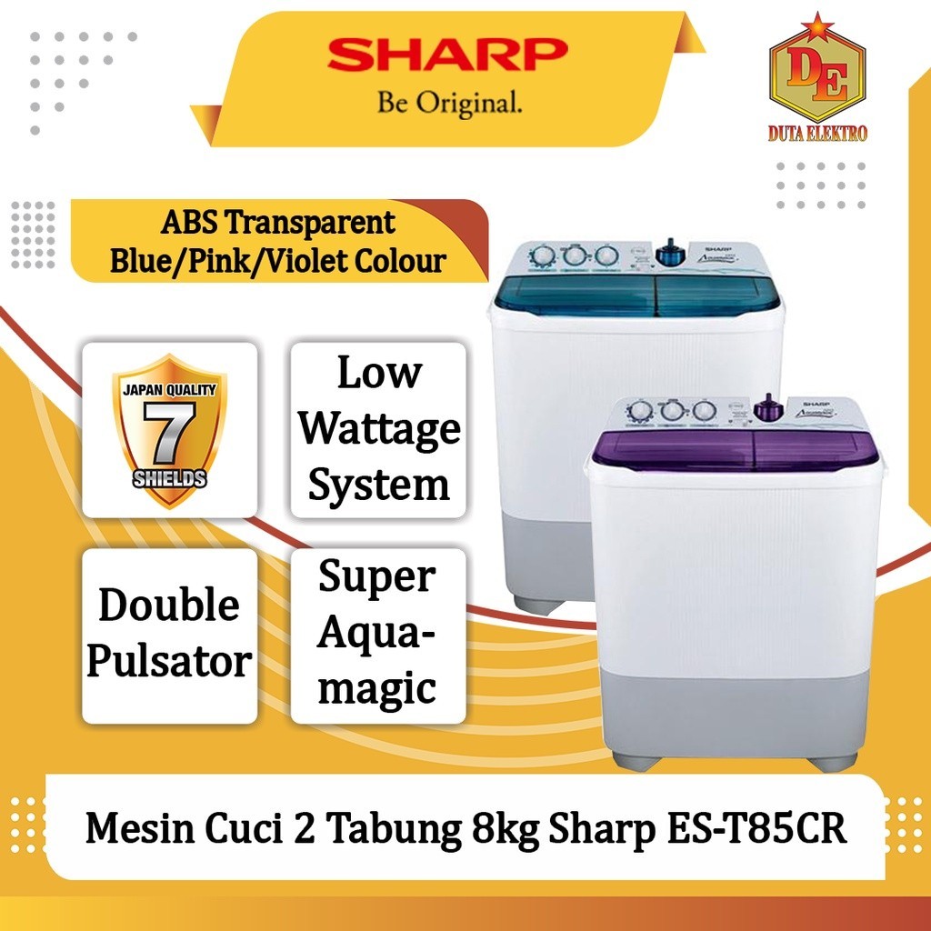 Mesin Cuci 2 Tabung 8kg Sharp ES-T85CR