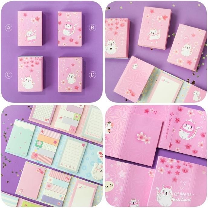 

New Sticky Note White Cat Sakura - Memo White Cat Sakura Berkualitas