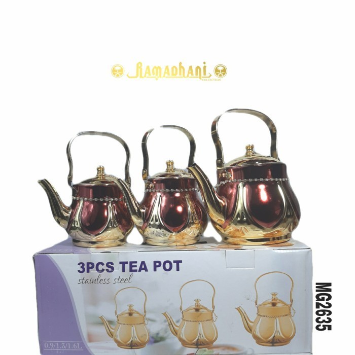 Buruan serbu] Tea Pot Stainless Steel 3 pcs