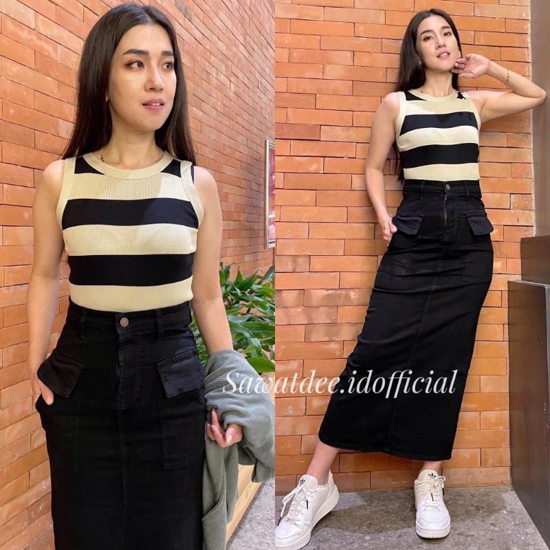 [LAST EDITION] MODEL TERKINI (Bisa cod) Rok span kantong cargo Rok span panjang high waist Rok jeans