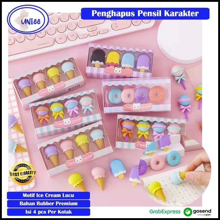 

HOT DEAL PENGHAPUS PENSIL LUCU MOTIF ICE CREAM ERASSER PEN KARAKTER 4 IN1 MURAH