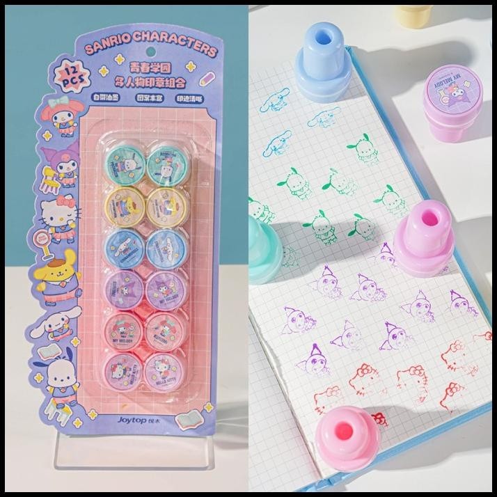 

TERBARU TOKKADO SANRIO SENO STAMP SET STEMPEL WARNA MINI KECIL ISI 12 PCS LUCU !!!!
