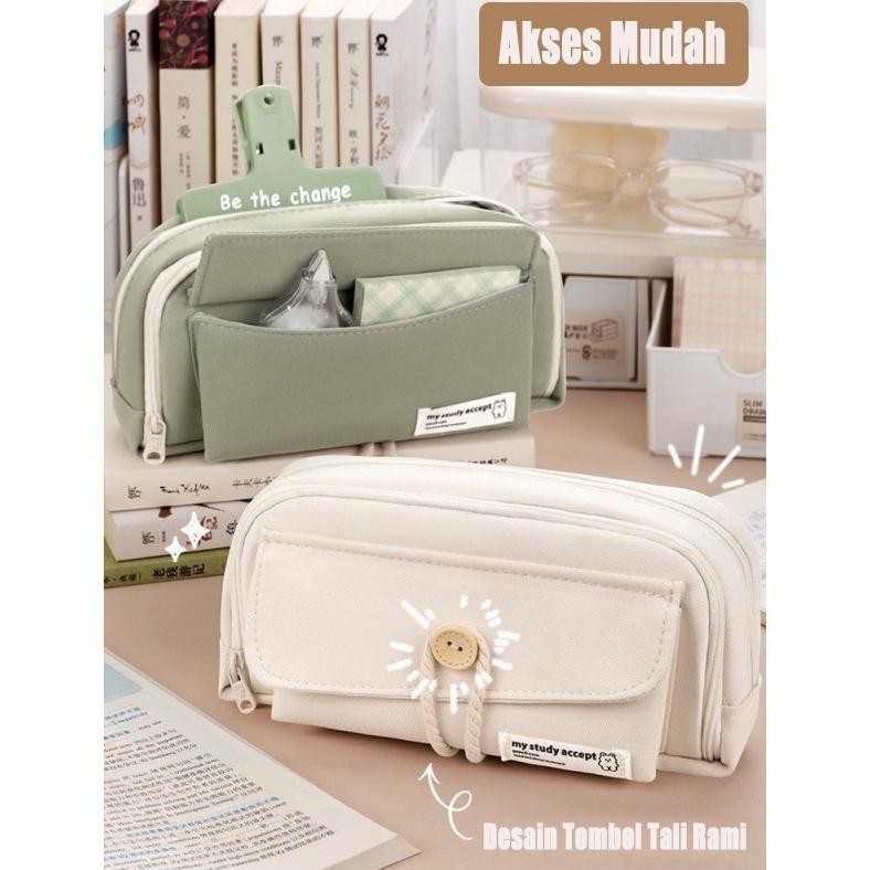 

u-45 Pencil Cases Large Capacity Pencil Bag Pouch Holder Box for Girls Office Student Stationery Organizer School Supplies Termurah