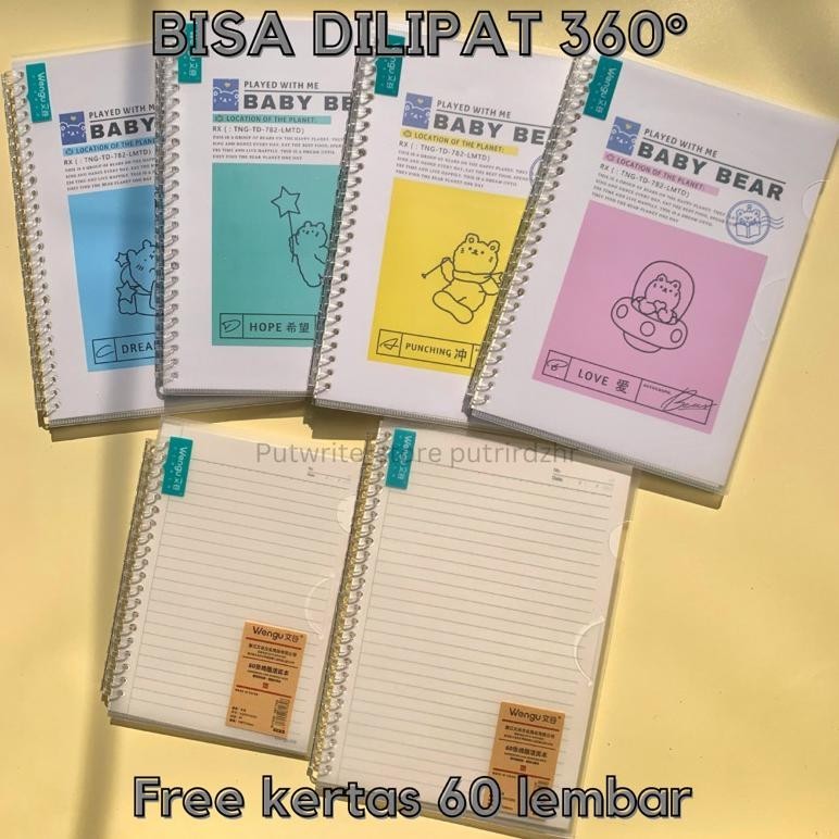 

ukd- Binder ring A5 B5 dilipat 360 minimalist free kertas Terlaris