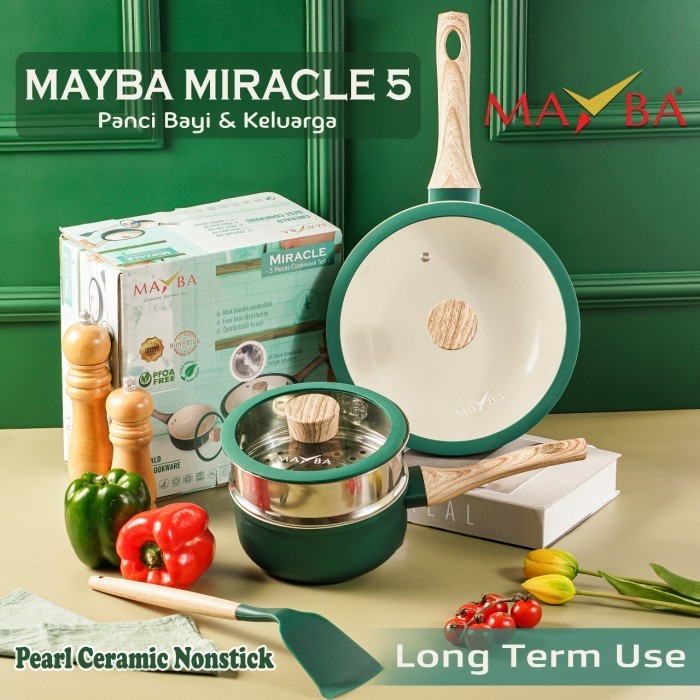 Panci Set Terbaik Mayba Miracle Bonus Tutup Kaca Wok Dan Sauce Pan