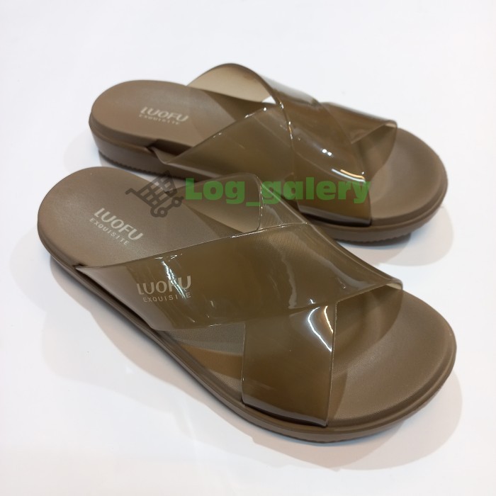 Sandal Selop Silang Karet Jelly Wanita Luofu E-7189