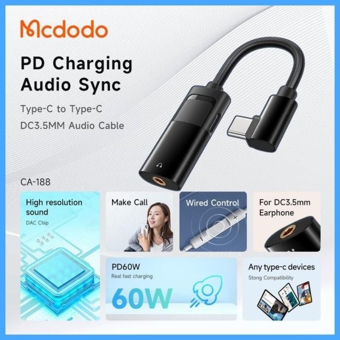 Mcdodo Adapter Converter Splitter Type C To Type C+Audio Jack3.5Mm Dac