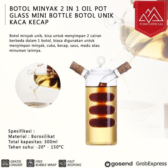 BOTOL MINYAK 2 IN 1 OIL POT GLASS MINI BOTTLE BOTOL UNIK KACA KECAP TB