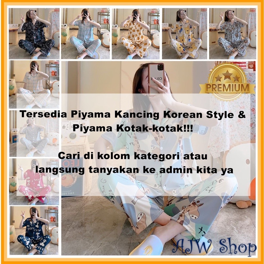 Ajw Shop Piyama 3 In 1 Piyama Lengan Pendek Baju Tidur Impor Baju Tidur 3In1