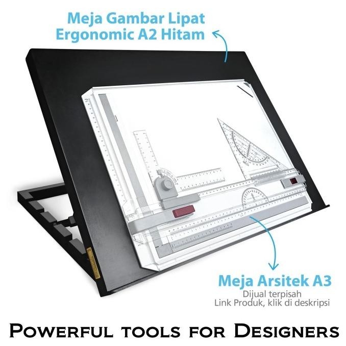 

Meja Gambar Lipat A2 Ergonomic Adjustable Hitam