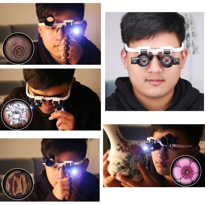 

Kaca Mata Servis Jam LED / Kacamata Pembesar / Lampu Reparasi / Eyelas BS