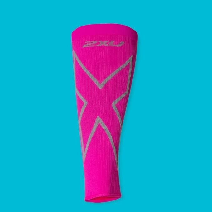 2Xu X Compression Calf Sleeves Unisex Magenta Light Grey
