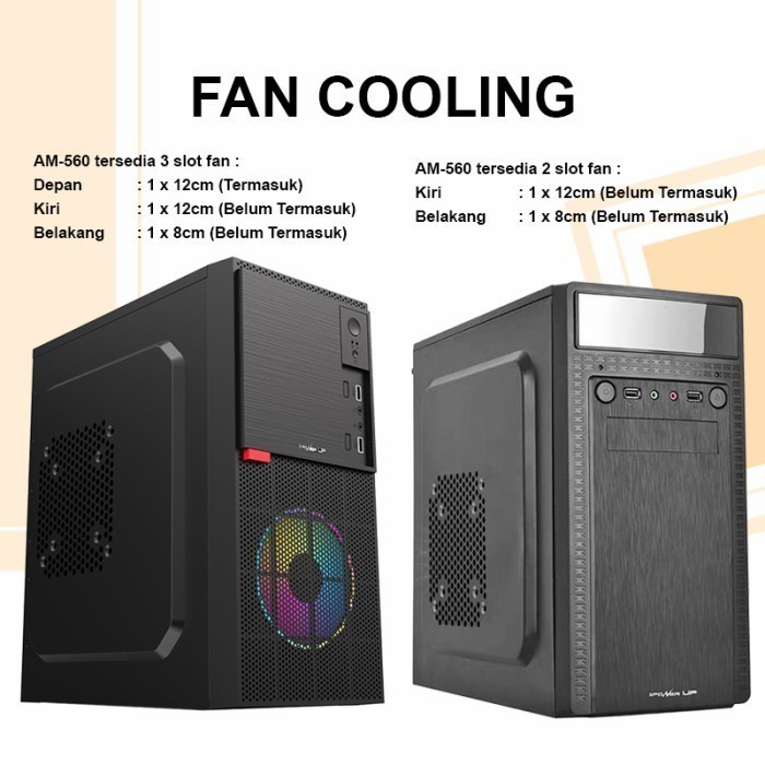Power Up Aeromax Casing Komputer Am-560 Include Psu 500W + 1Fan Rgb