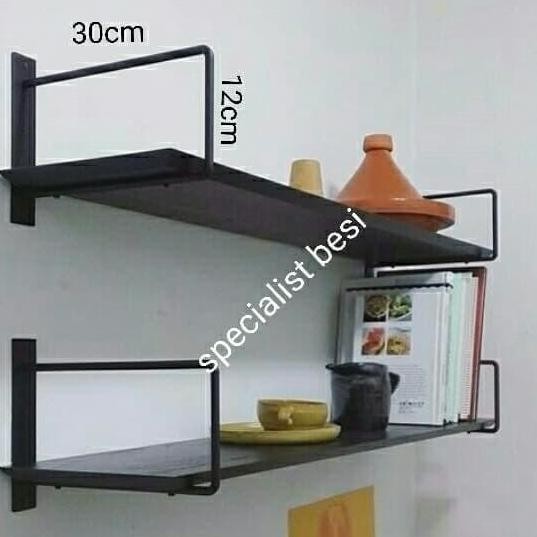Tambahan Awal Judul Produk*: Rak Besi Tempel Dinding 30Cm + Papan Kayu Genhans12