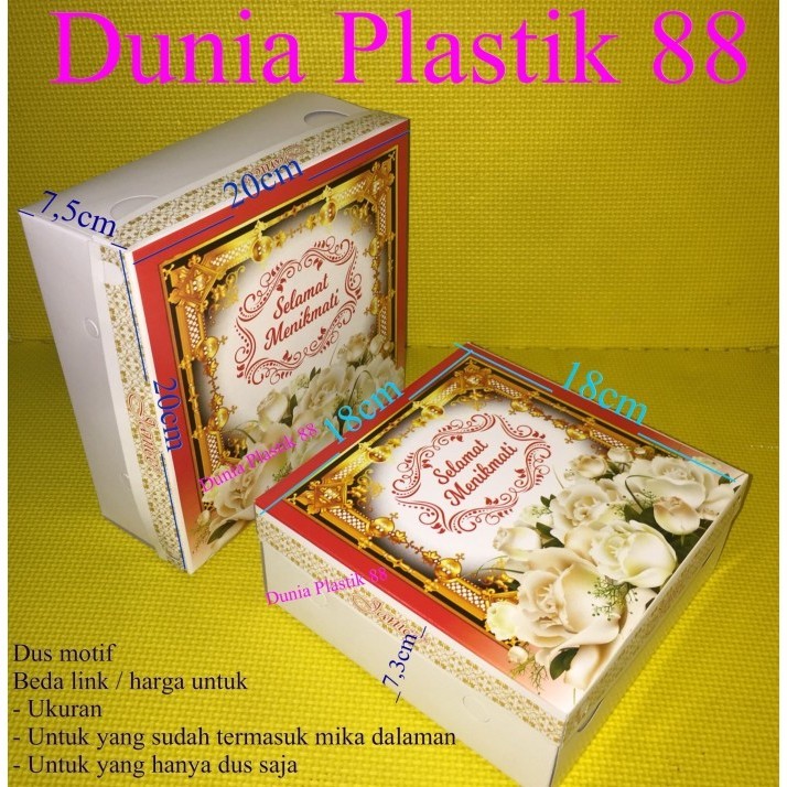 Isi50Pcs Dus Motif 18X18Cm Box Kardus Kotak Kertas Tempat Makanan Nasi