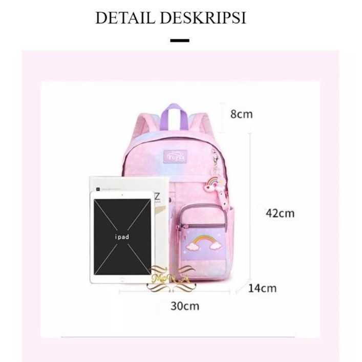 Ransel Anak Sd 8002 Waterproof Ransel Anak Perempuan Import 17Inch