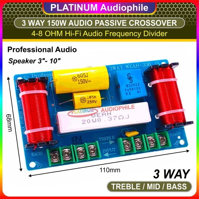 Crossover Pasif 3 Way Passive Speaker Crossover Low Mid High Weah-338