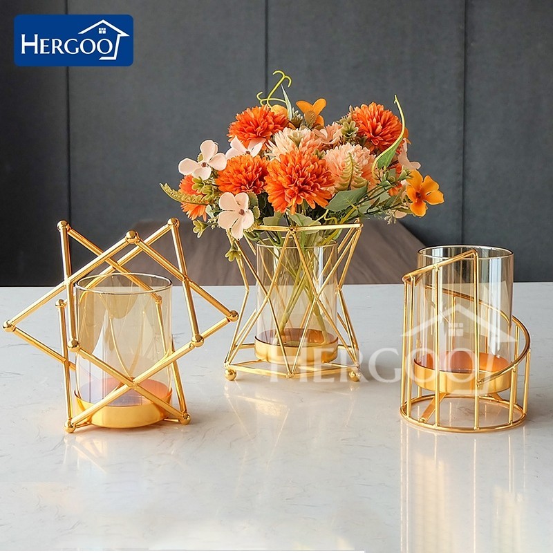 Vas Bunga Gold Vas Bunga Besi Nordic Vas Dekorasi Vintage Vas Bunga Besar Mewah Tempat Bunga Dan