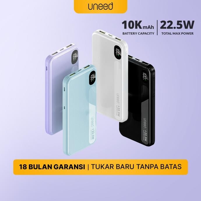 UNEED QuickBox F10 Powerbank 10000mAh 22.5W dengan Layar - UPB416