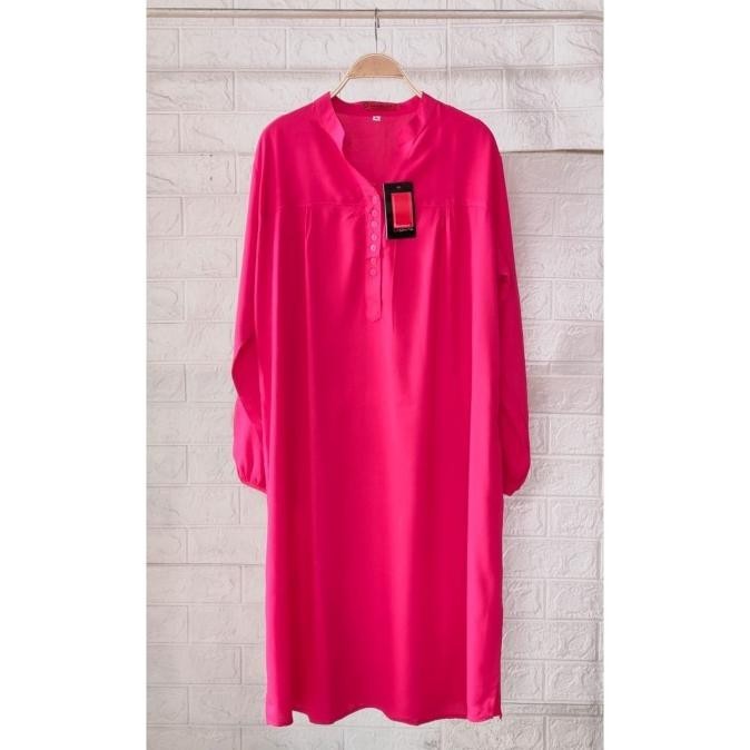 Tunik rayon polos jumbo pink fanta
