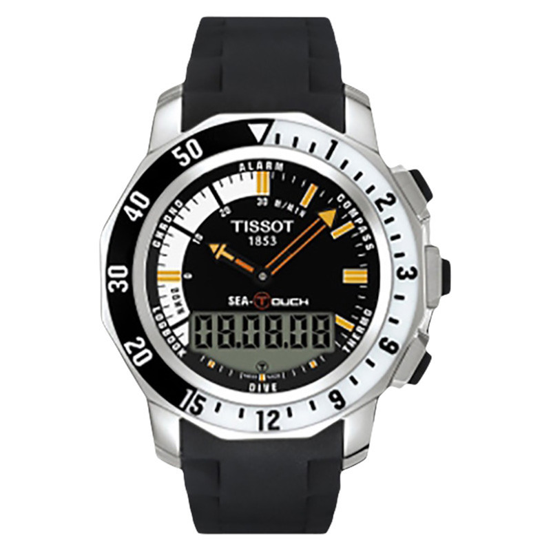 Jam Tangan Pria TISSOT T-Touch T026.420.17.281.00 Black Digital Analog Dial Black Rubber Strap